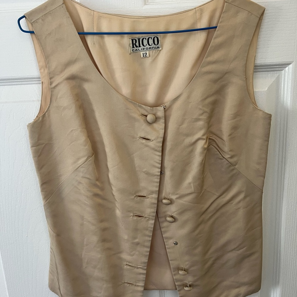 Vintage 1960s style Ricco California Beige Button-Up Vest
